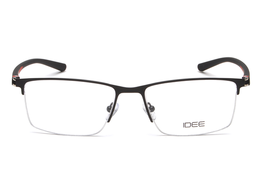IDEE Rectangle Black & Red Semi-Rimmed Eyeglasses - Men