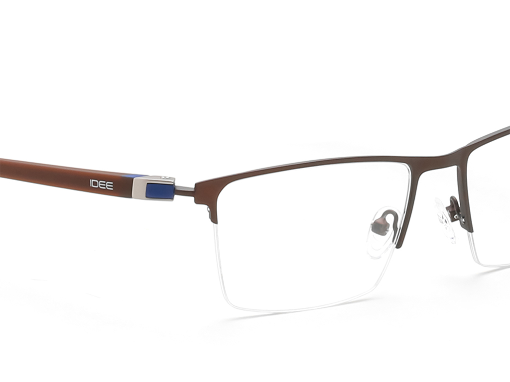 IDEE Rectangle Burgundy Semi-Rimmed Eyeglasses - Unisex