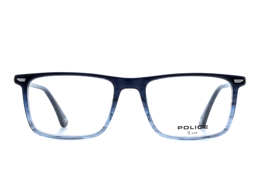 POLICE Square Glossy Black Full-Rimmed Eyeglasses - Men