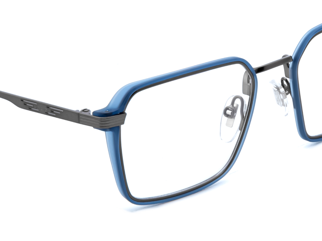 POLICE Square Grey Blue Full-Rimmed Eyeglasses - Men