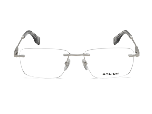 POLICE Square Silver Full-Rimmed Eyeglasses - Men