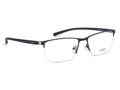 IDEE Rectangle Black & Blue Semi-Rimmed Eyeglasses - Men