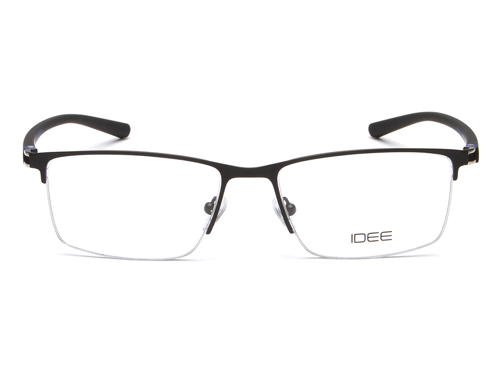 IDEE Rectangle Black & Blue Semi-Rimmed Eyeglasses - Men