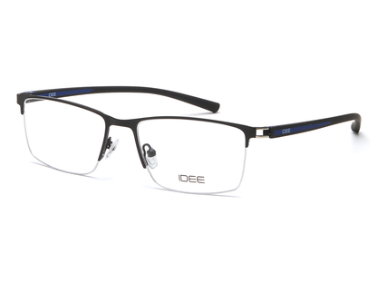 IDEE Rectangle Black & Blue Semi-Rimmed Eyeglasses - Men