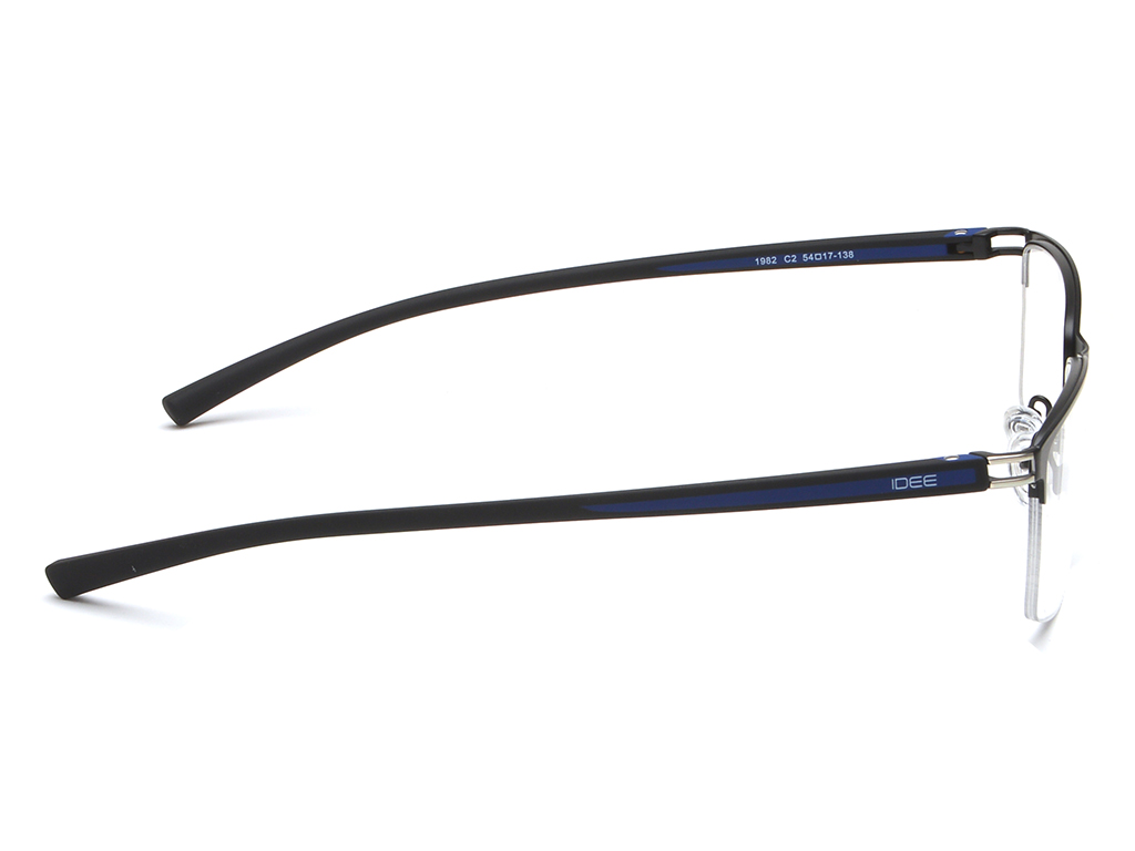 IDEE Rectangle Black & Blue Semi-Rimmed Eyeglasses - Men