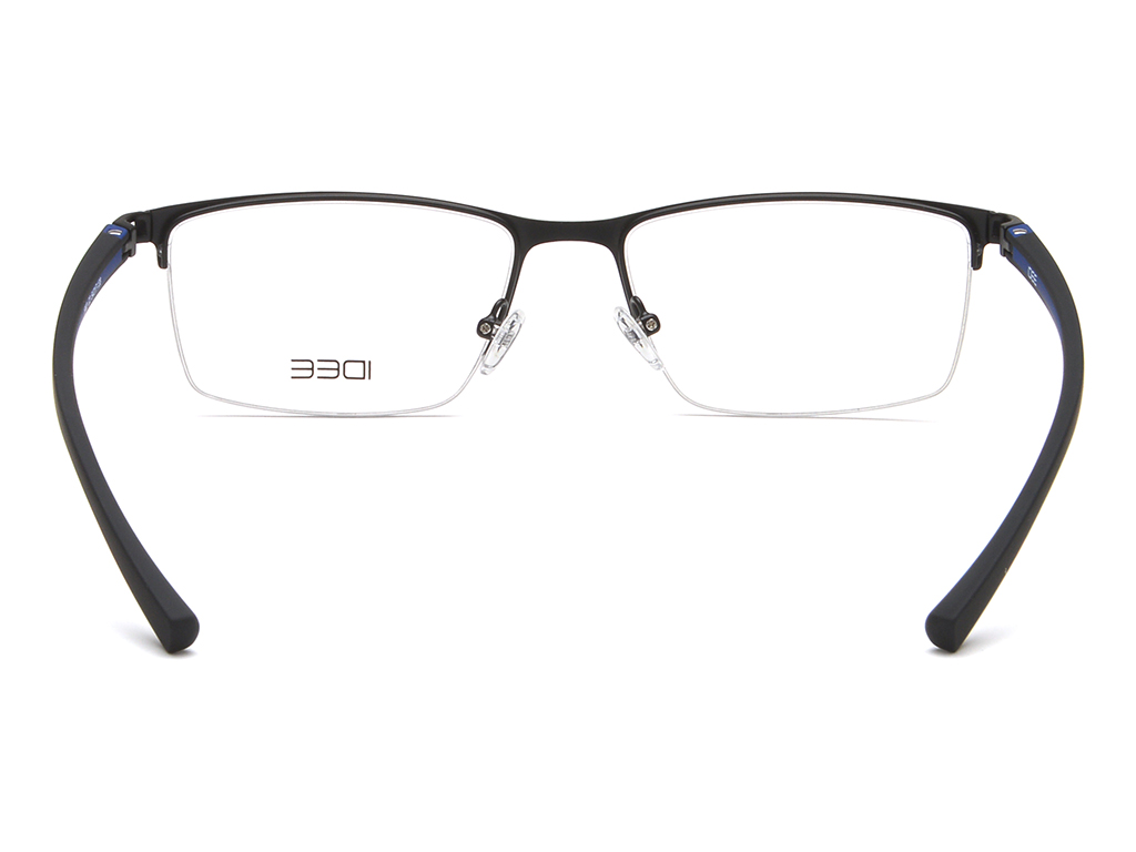 IDEE Rectangle Black & Blue Semi-Rimmed Eyeglasses - Men