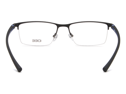 IDEE Rectangle Black & Blue Semi-Rimmed Eyeglasses - Men