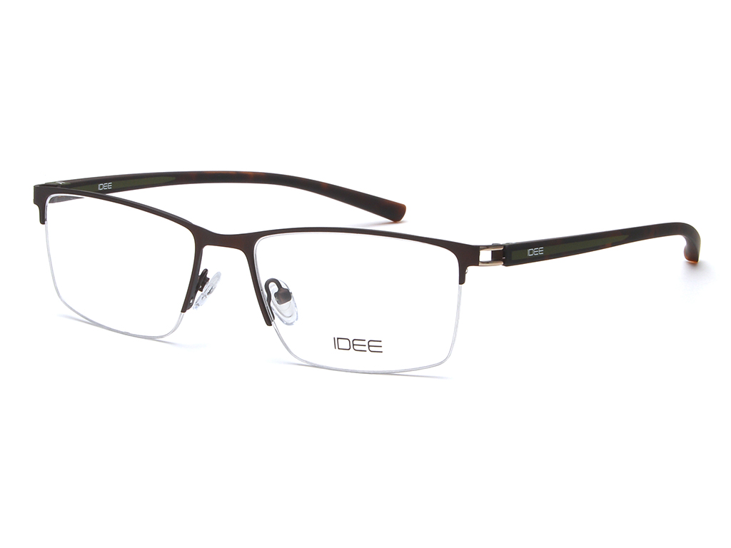 IDEE Rectangle Black Semi-Rimmed Eyeglasses - Men