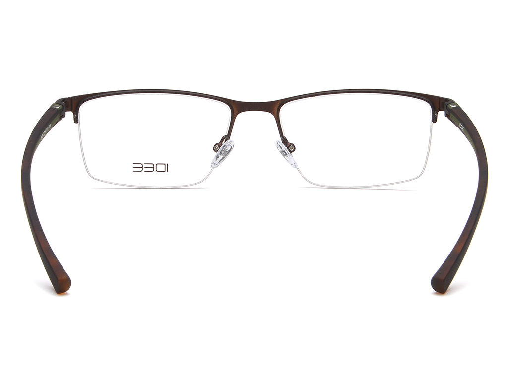 IDEE Rectangle Black Semi-Rimmed Eyeglasses - Men