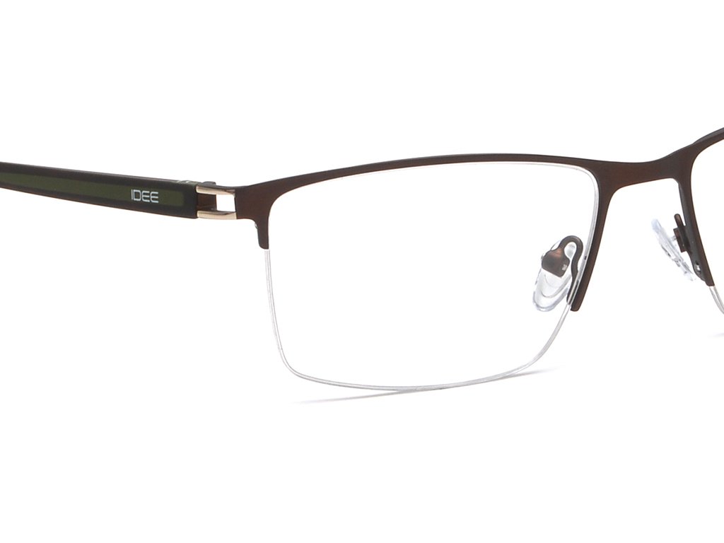 IDEE Rectangle Black Semi-Rimmed Eyeglasses - Men
