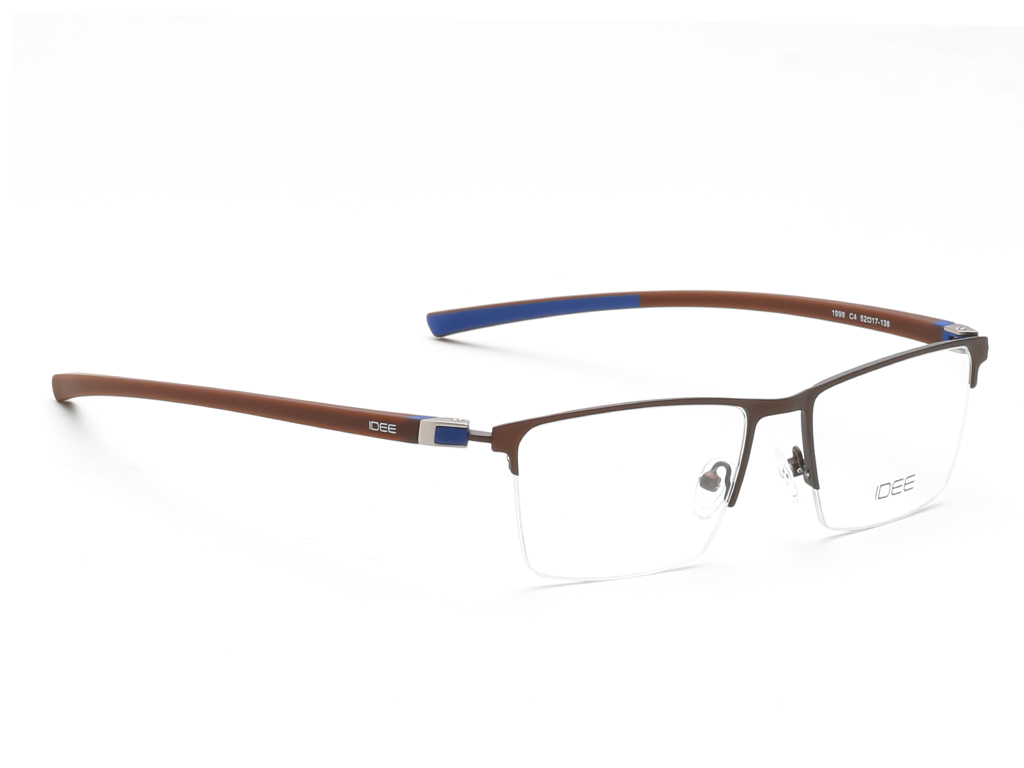 IDEE Rectangle Burgundy Semi-Rimmed Eyeglasses - Unisex