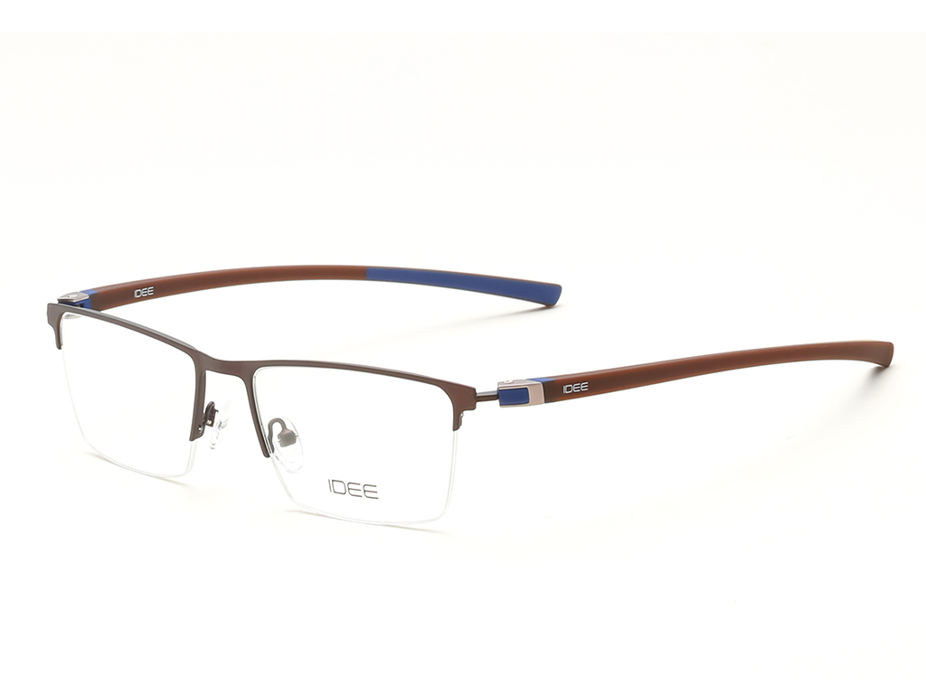 IDEE Rectangle Burgundy Semi-Rimmed Eyeglasses - Unisex
