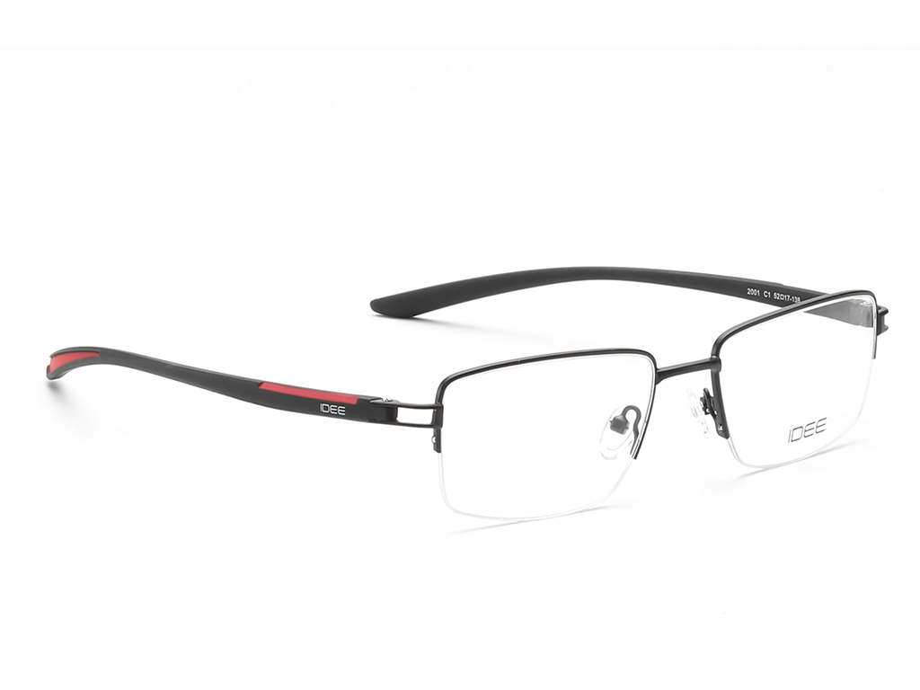 IDEE Rectangle Black Semi-Rimmed Eyeglasses - Unisex
