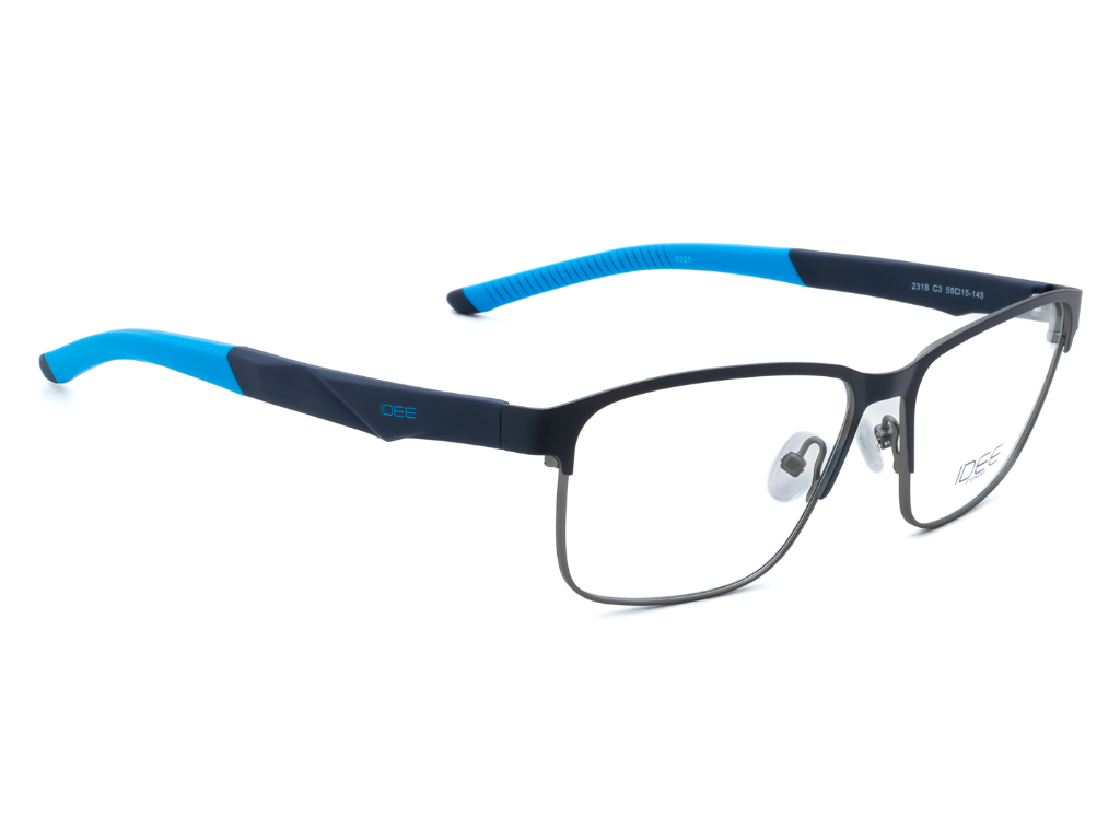 IDEE Rectangle Blue Semi-Rimmed Eyeglasses - Unisex