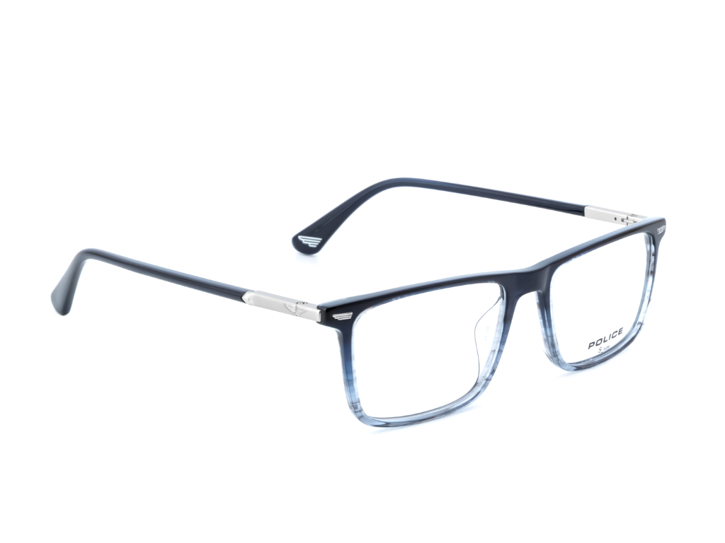 POLICE Square Glossy Black Full-Rimmed Eyeglasses - Men