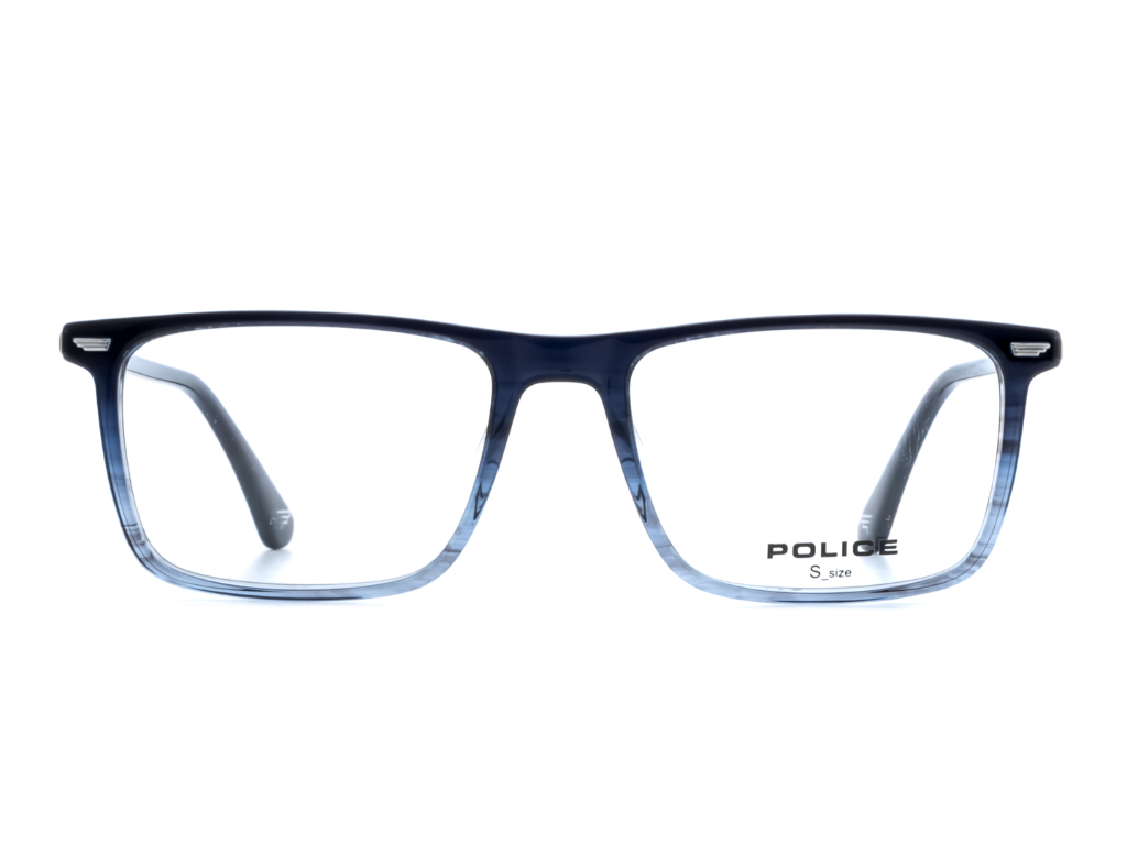 POLICE Square Glossy Black Full-Rimmed Eyeglasses - Men