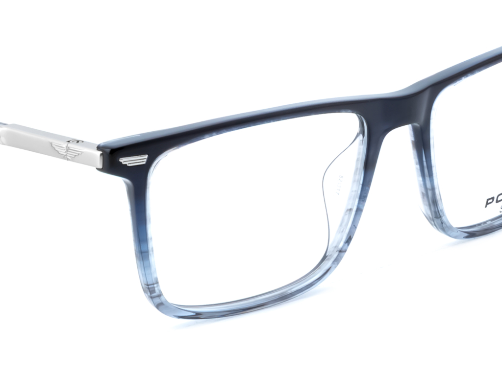 POLICE Square Glossy Black Full-Rimmed Eyeglasses - Men