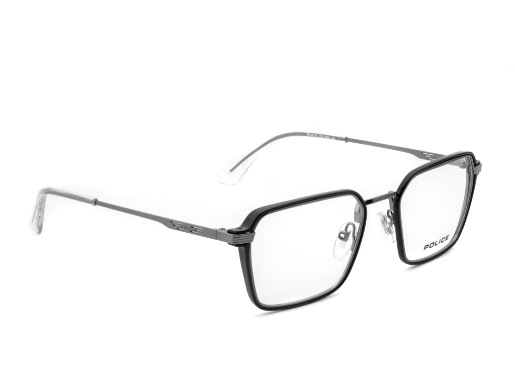 POLICE Square Shiny Gunmetal Full-Rimmed Eyeglasses - Men
