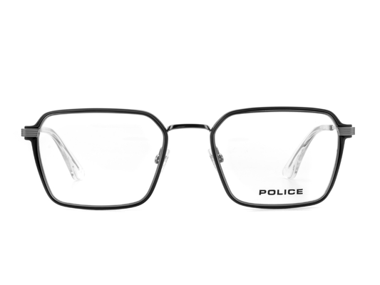 POLICE Square Shiny Gunmetal Full-Rimmed Eyeglasses - Men