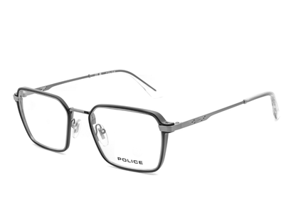 POLICE Square Shiny Gunmetal Full-Rimmed Eyeglasses - Men