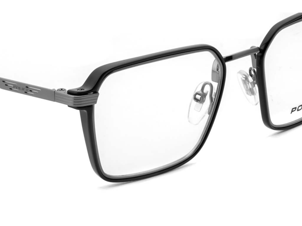 POLICE Square Shiny Gunmetal Full-Rimmed Eyeglasses - Men