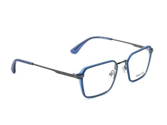 POLICE Square Grey Blue Full-Rimmed Eyeglasses - Men