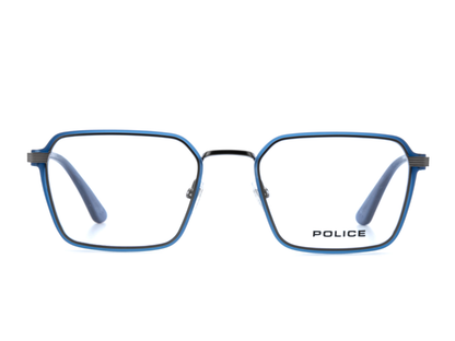 POLICE Square Grey Blue Full-Rimmed Eyeglasses - Men