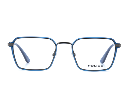 POLICE Square Grey Blue Full-Rimmed Eyeglasses - Men