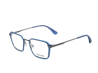 POLICE Square Grey Blue Full-Rimmed Eyeglasses - Men