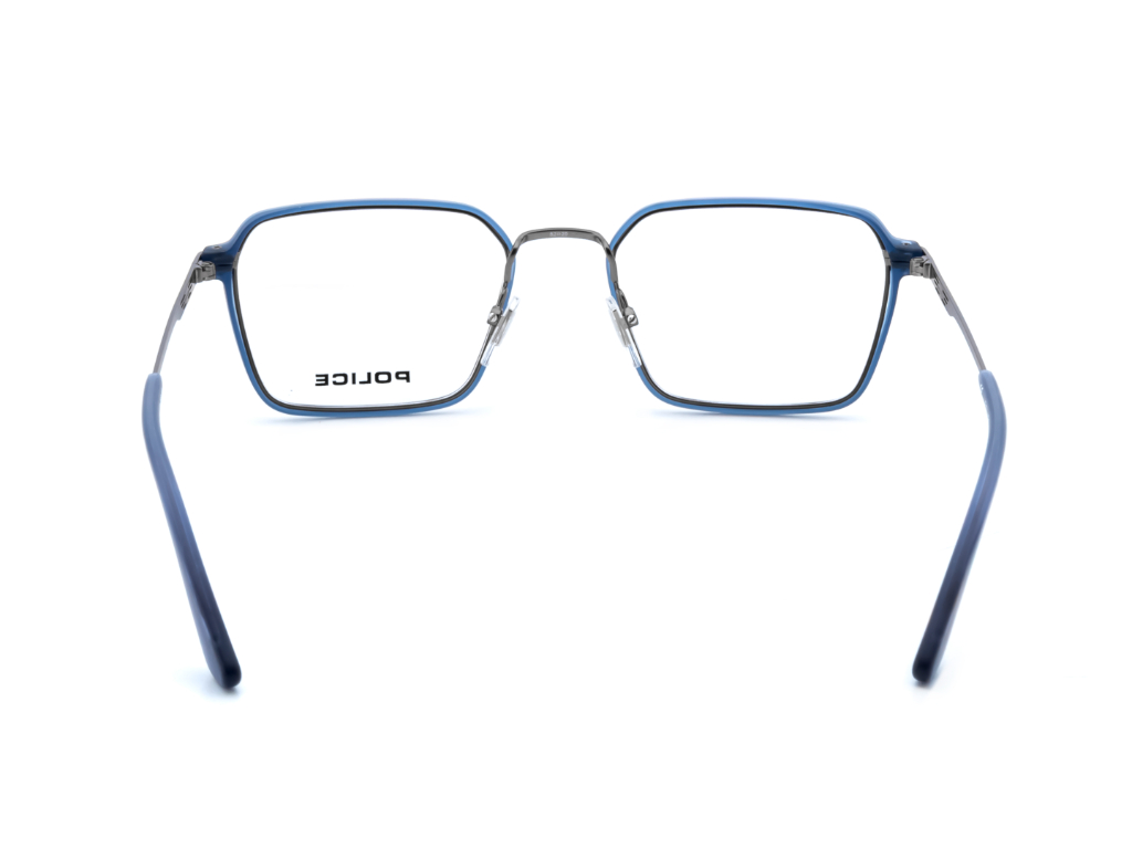 POLICE Square Grey Blue Full-Rimmed Eyeglasses - Men
