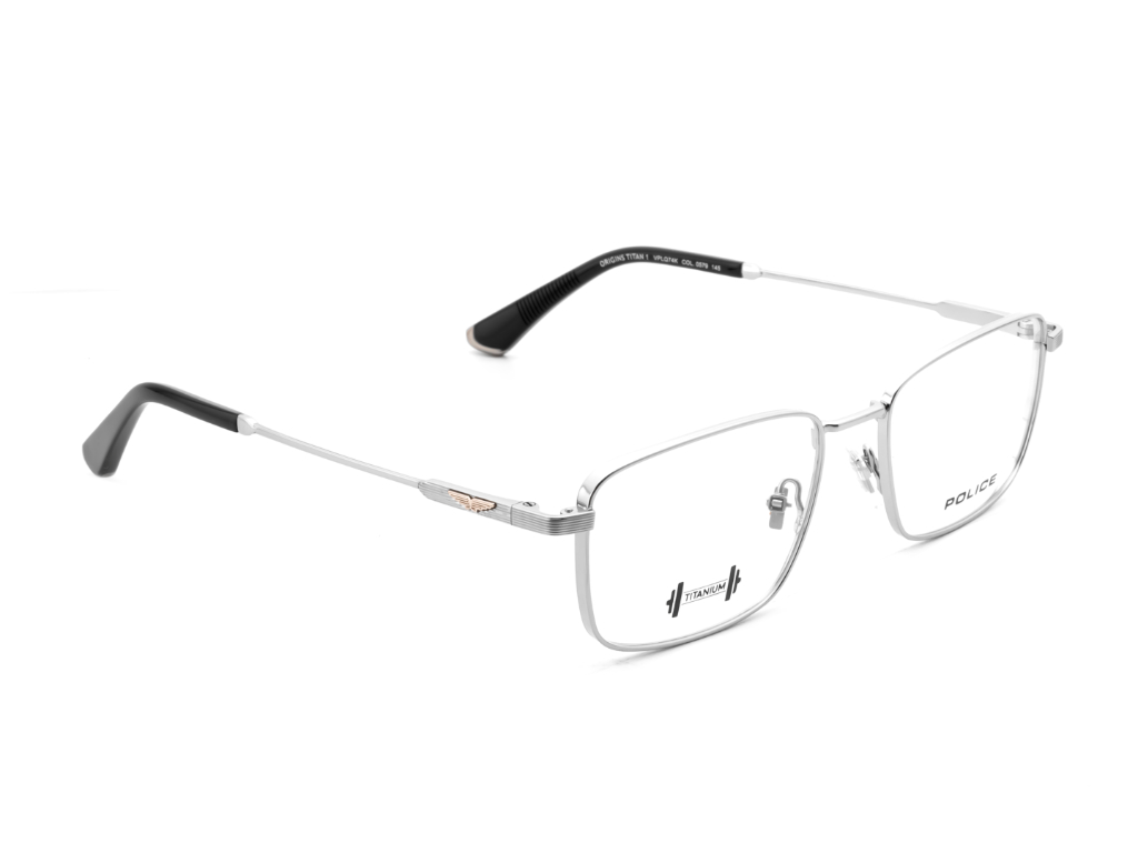 POLICE Square Silver Full-Rimmed Eyeglasses - Men
