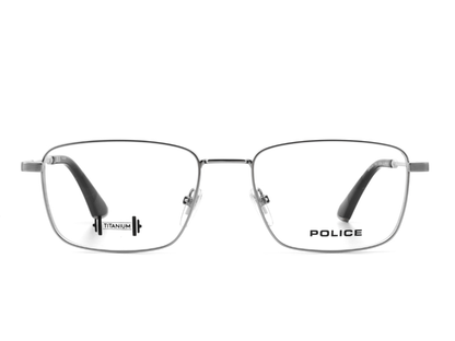 POLICE Square Silver Full-Rimmed Eyeglasses - Men