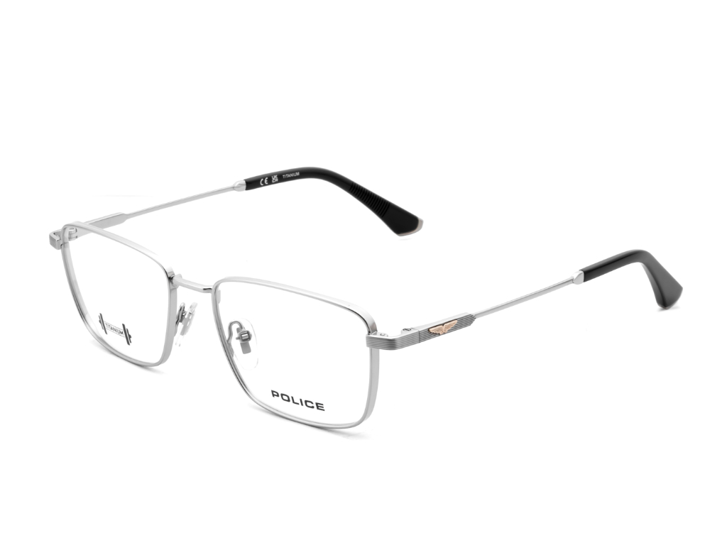 POLICE Square Silver Full-Rimmed Eyeglasses - Men