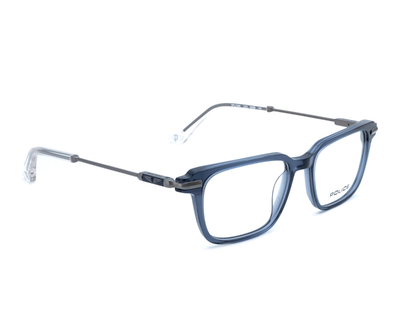POLICE Square Matte Silver Full-Rimmed Eyeglasses - Men