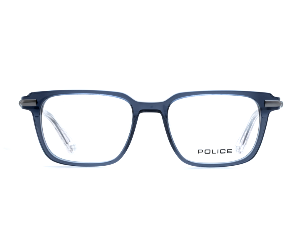 POLICE Square Matte Silver Full-Rimmed Eyeglasses - Men