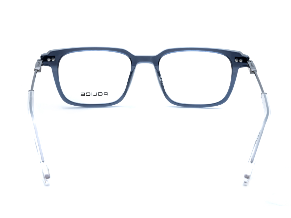 POLICE Square Matte Silver Full-Rimmed Eyeglasses - Men