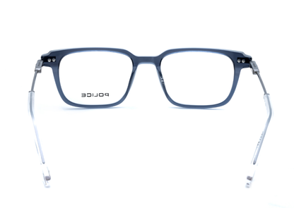 POLICE Square Matte Silver Full-Rimmed Eyeglasses - Men