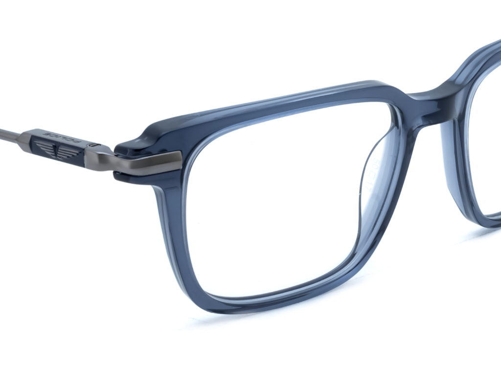 POLICE Square Matte Silver Full-Rimmed Eyeglasses - Men