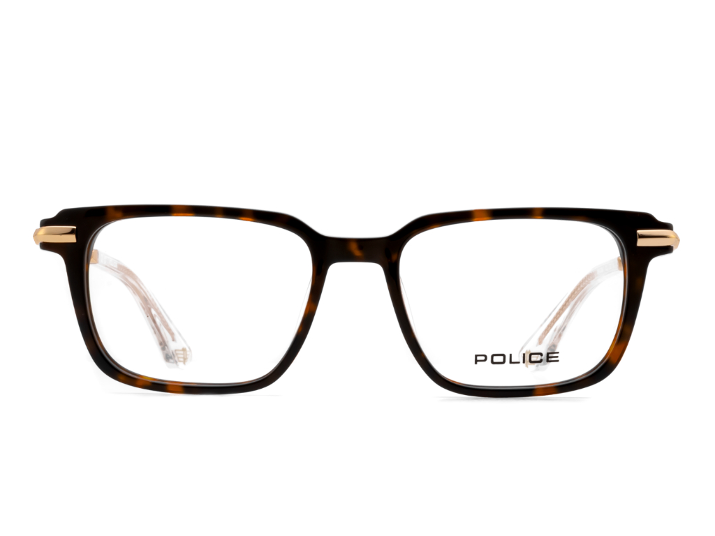 POLICE Square Havana Full-Rimmed Eyeglasses - Men