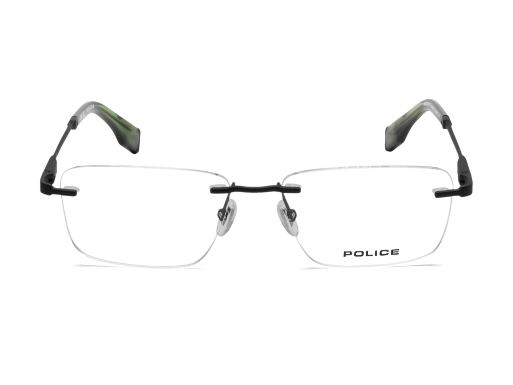 POLICE Square Matte Black Full-Rimmed Eyeglasses - Men