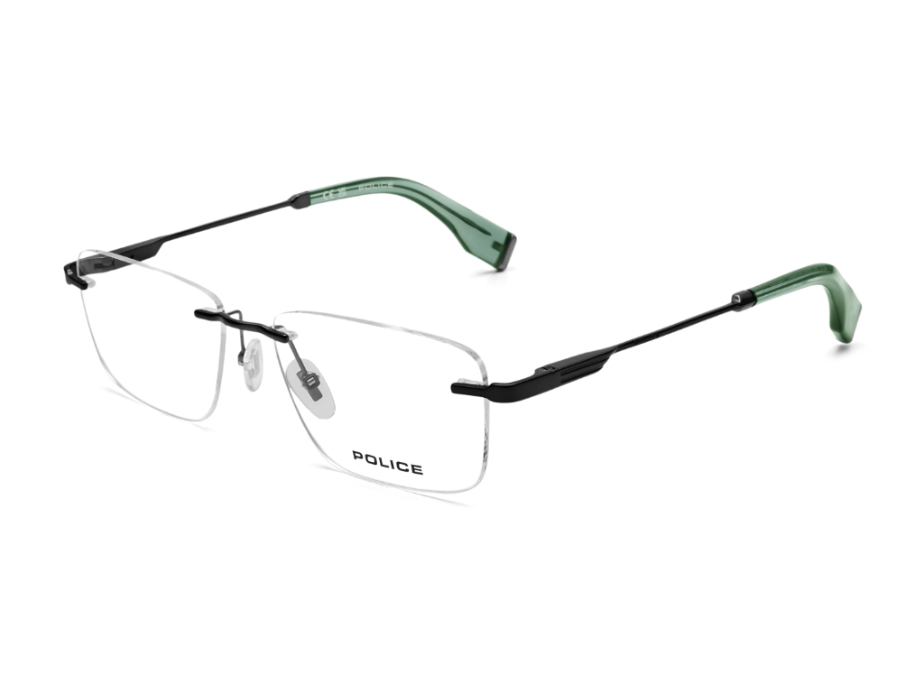POLICE Square Matte Black Full-Rimmed Eyeglasses - Men