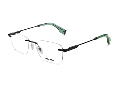 POLICE Square Matte Black Full-Rimmed Eyeglasses - Men
