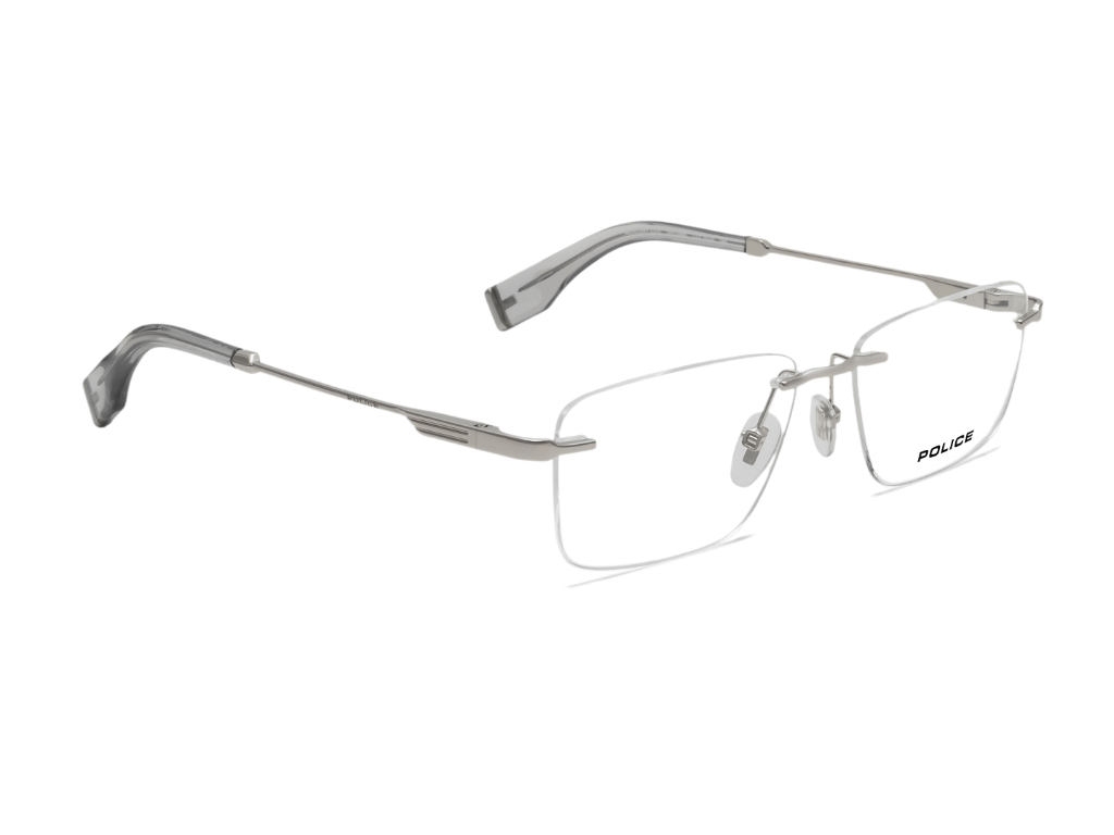 POLICE Square Silver Full-Rimmed Eyeglasses - Men