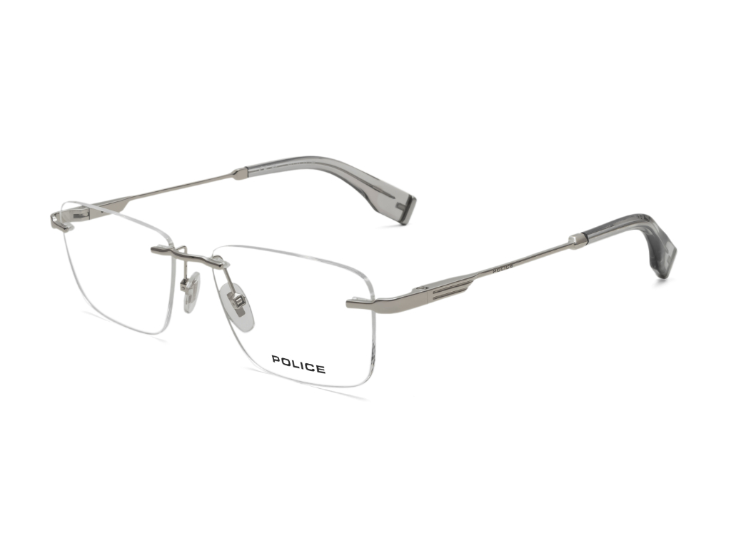 POLICE Square Silver Full-Rimmed Eyeglasses - Men