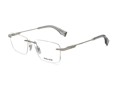 POLICE Square Silver Full-Rimmed Eyeglasses - Men
