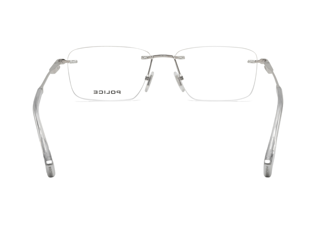 POLICE Square Silver Full-Rimmed Eyeglasses - Men