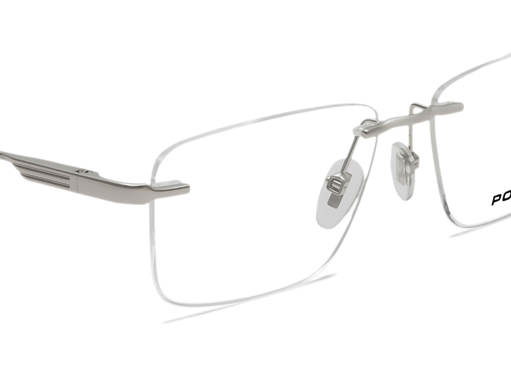 POLICE Square Silver Full-Rimmed Eyeglasses - Men