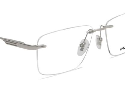 POLICE Square Silver Full-Rimmed Eyeglasses - Men